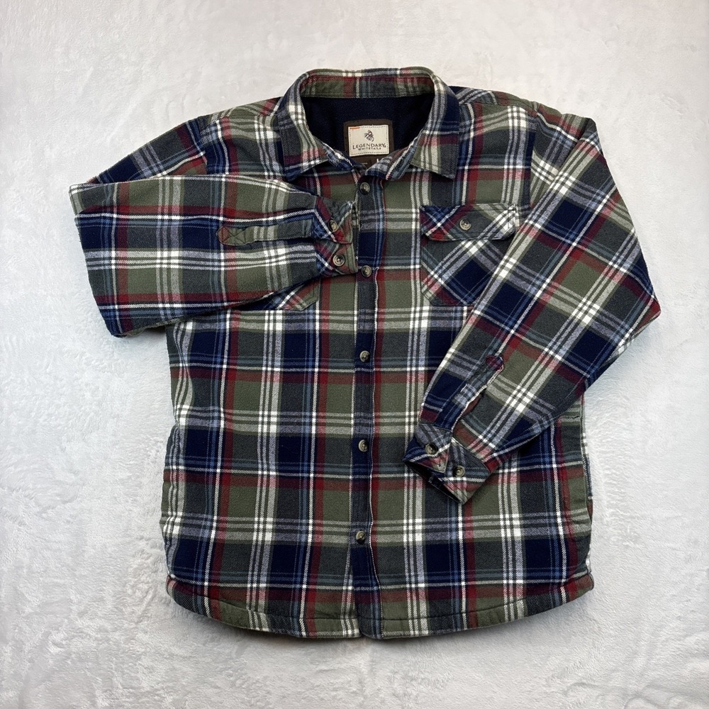 Legendary Whitetails Plaid Shacket Mens L Fleece Lined Cabincore Outdoor